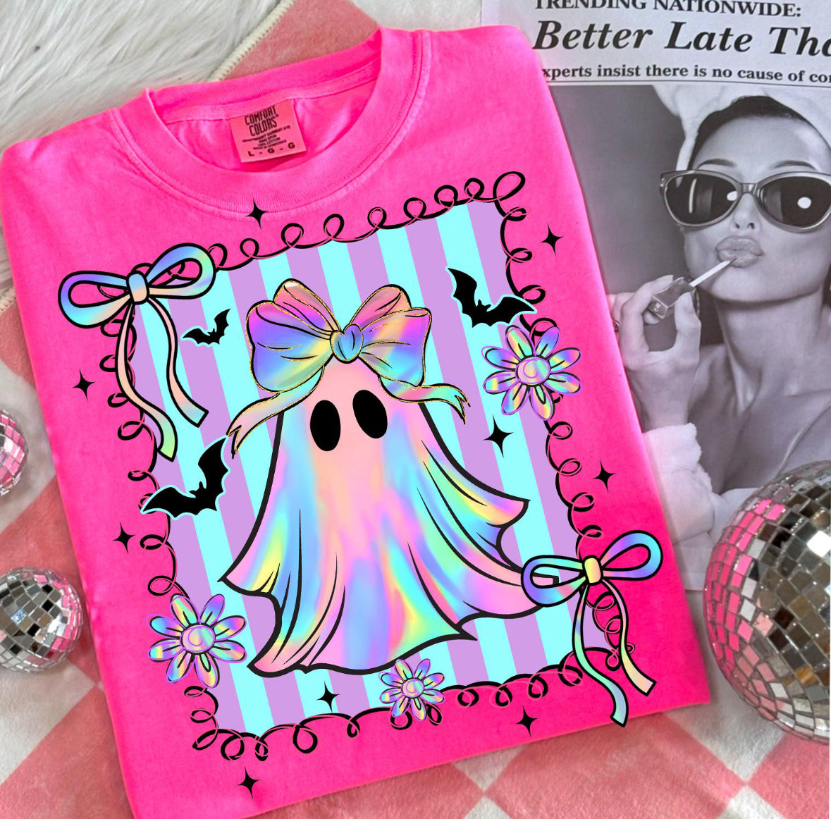 Holographic Ghostie w/Bow Tee/Sweatshirt