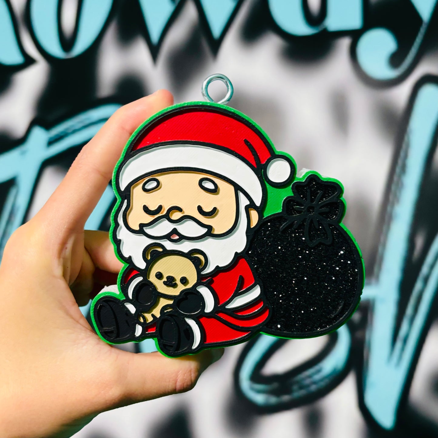 Santa w/ Teddy Bear & Gifts