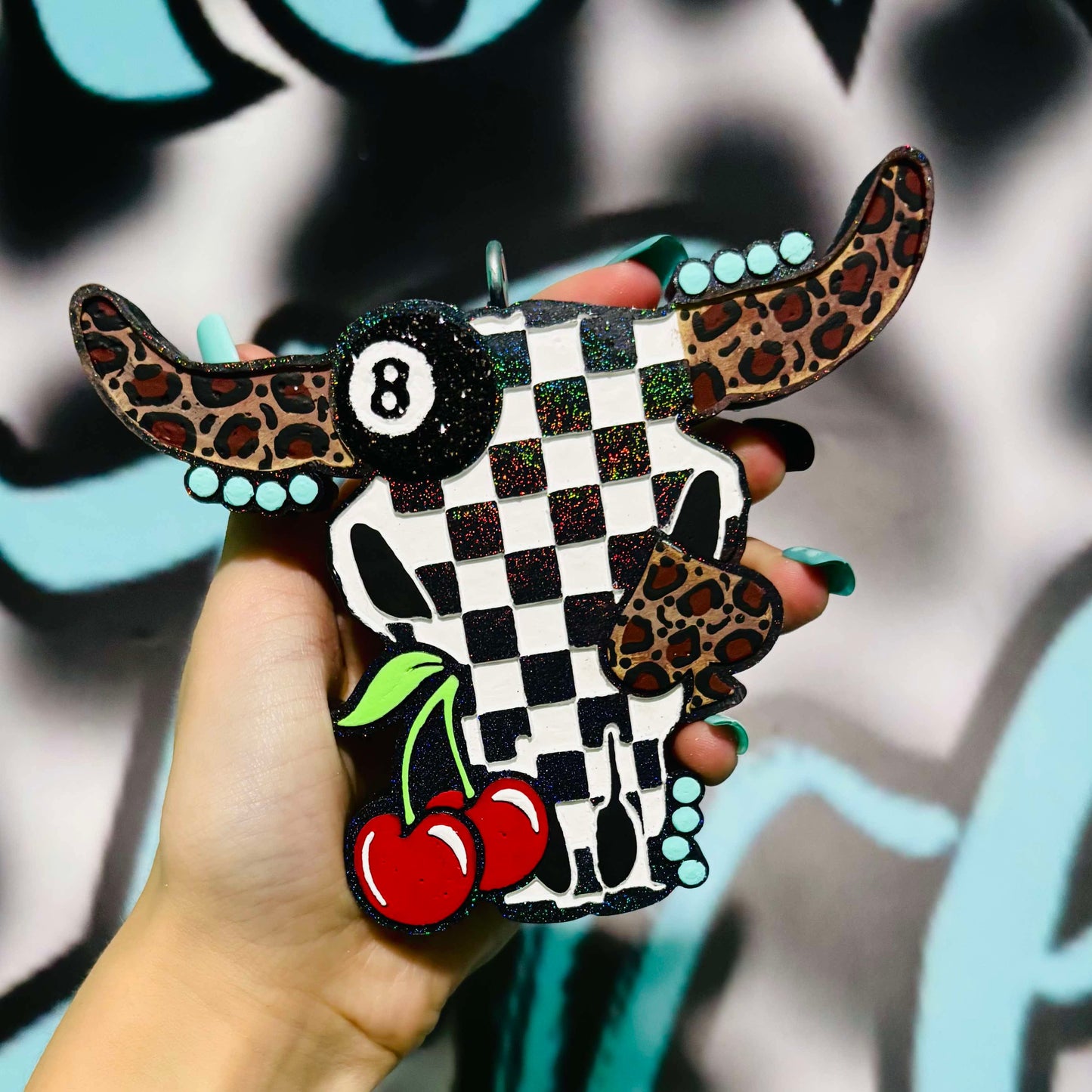 8 ball Cherry Bull skull