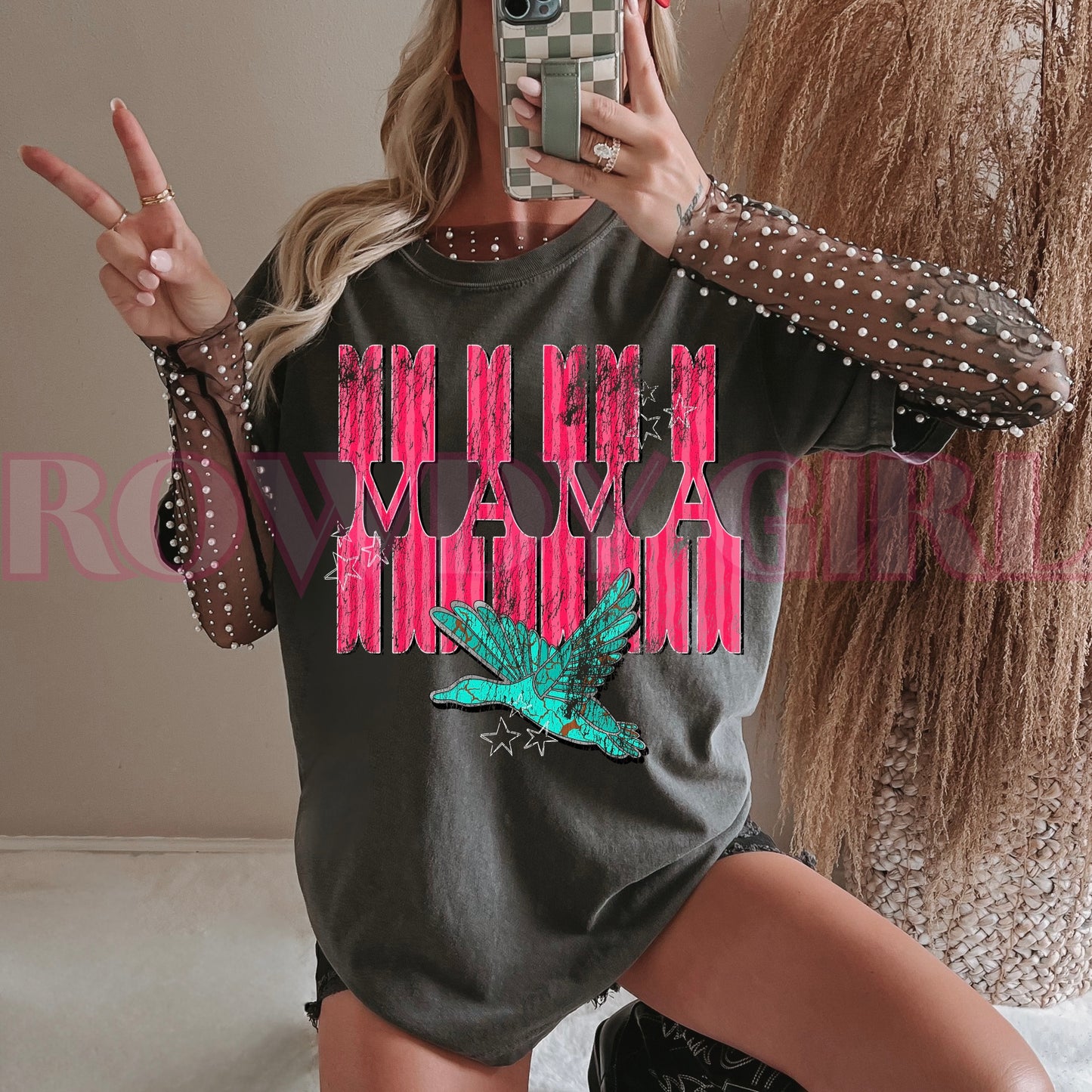 Mama w/ Turquoise Bird Tee/Sweatshirt