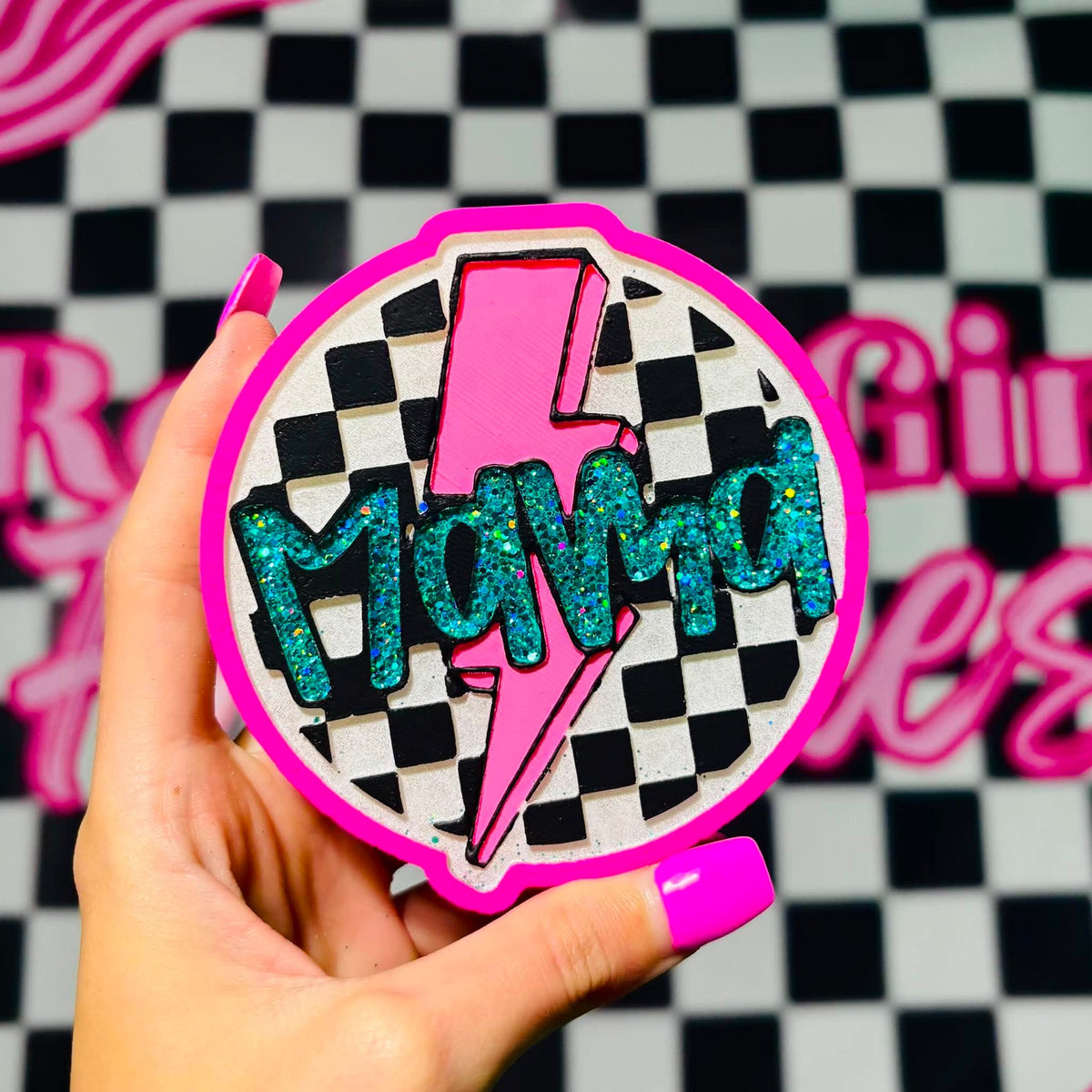 Checkered Mama with Bolt