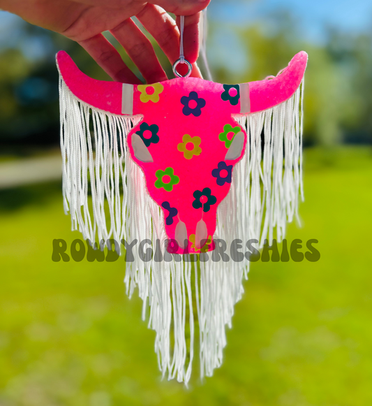 Flower Power Bull Skull (FRINGE NOT INCLUDED)