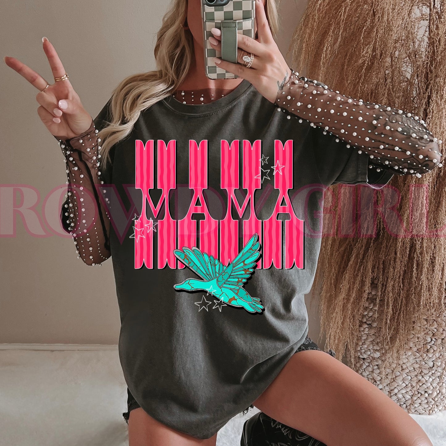 Mama w/ Turquoise Bird Tee/Sweatshirt