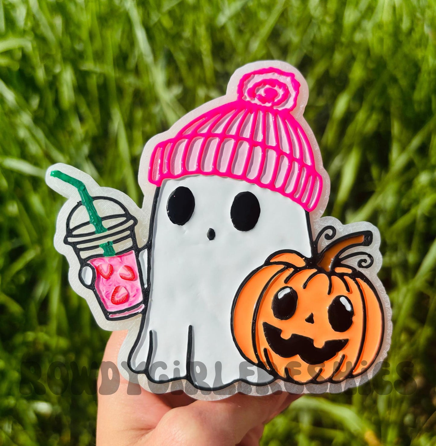 GHOST WITH A BEANIE & PINK DRINK