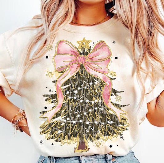 Camo Christmas Tree w/ Pink Bow