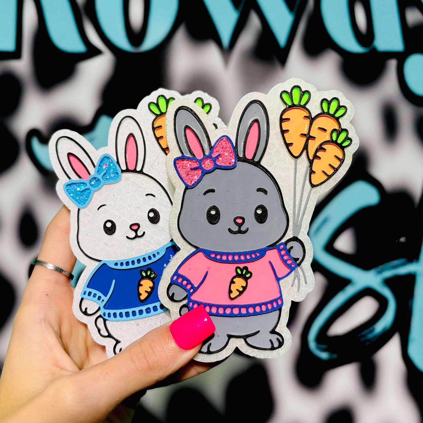 Bunny with carrot balloons