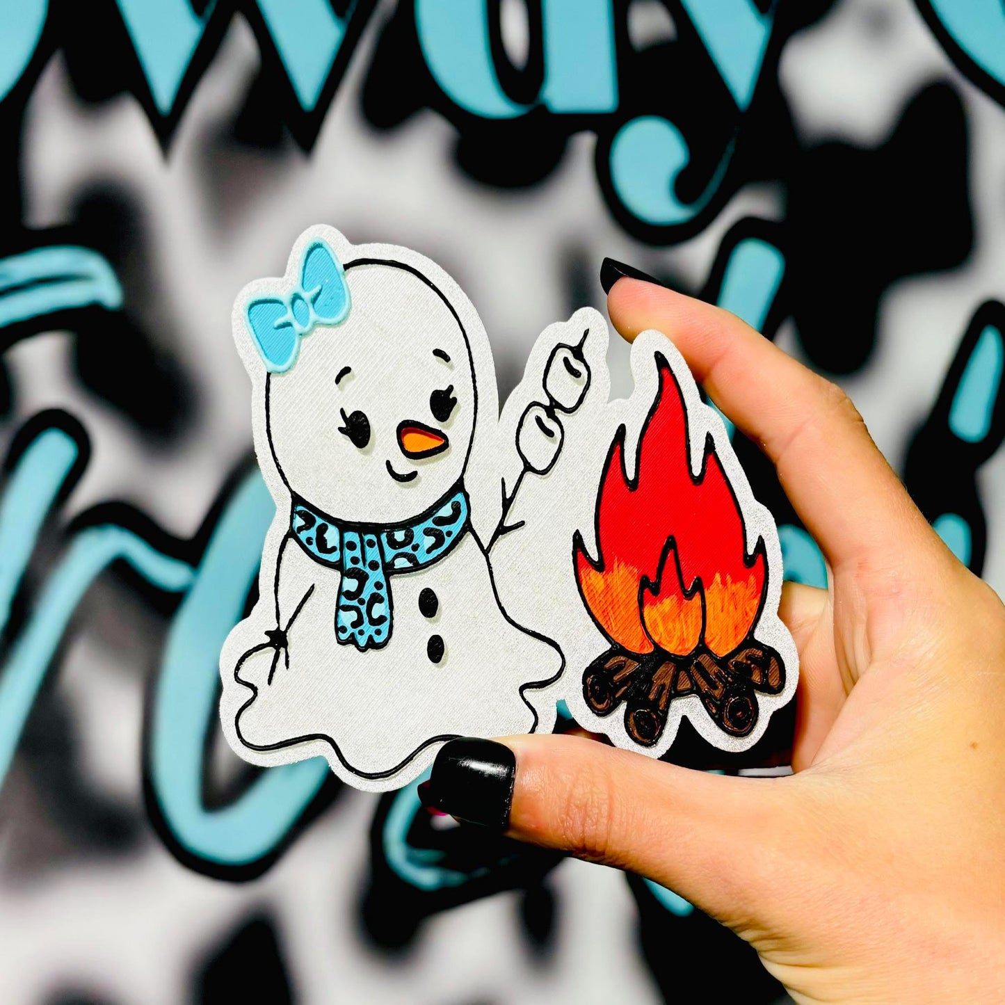 Snowman Roasting Marshmallows